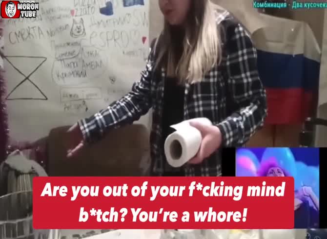 Video :She stabs him after he tosses a piece of bread at her (Warning - frightening)